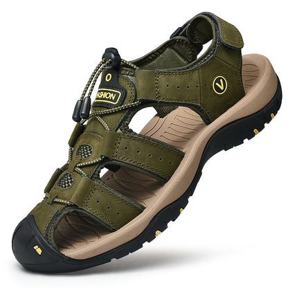 Men Summer Sandals, Genuine Leather Casual Shoes for Outdoor & Beach