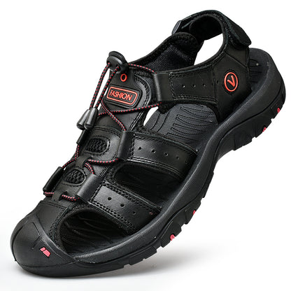 Men Summer Sandals, Genuine Leather Casual Shoes for Outdoor & Beach