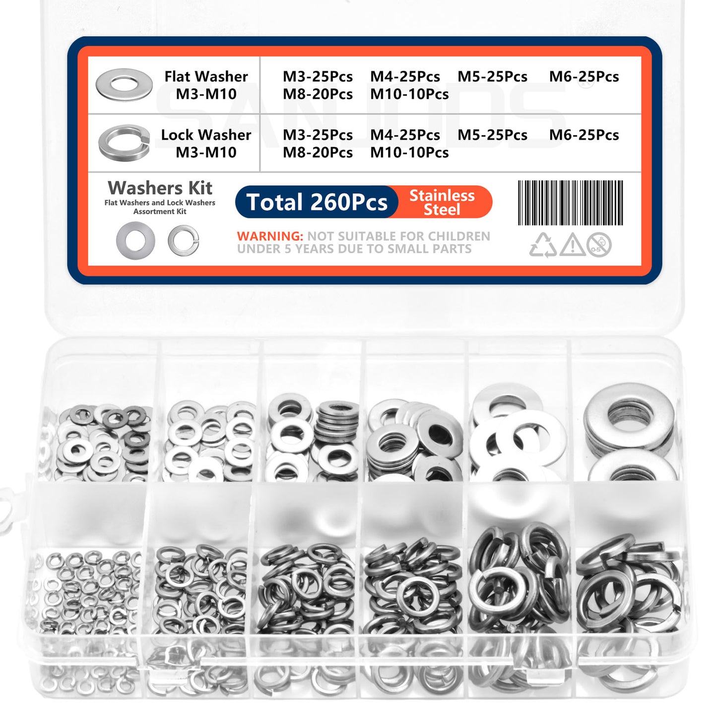 Premium Washer KitStainless Steel Lock  Flat Washers M3M10All Purpose Hardware Set For Metalworking 6
