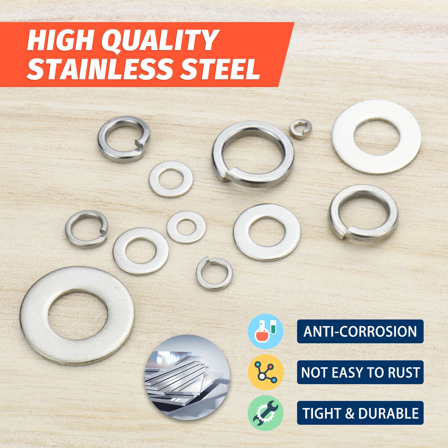 Premium Washer KitStainless Steel Lock  Flat Washers M3M10All Purpose Hardware Set For Metalworking 4