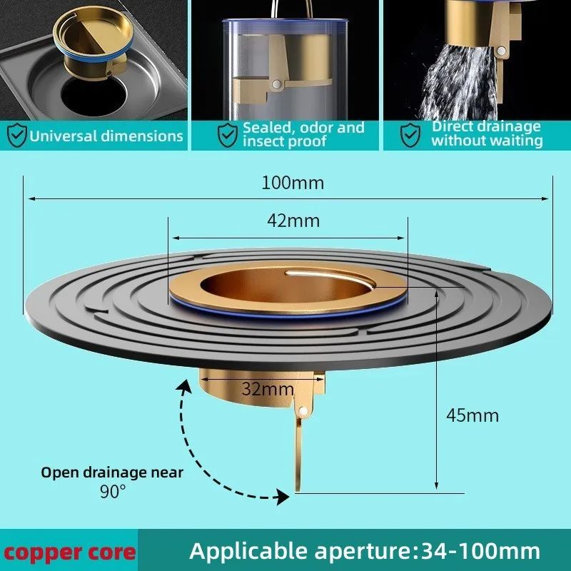 Bathroom Drain Sink Strainer Brass Floor Drain Core Fast Drainage Odor  Insect Proof Shower Backflo 6