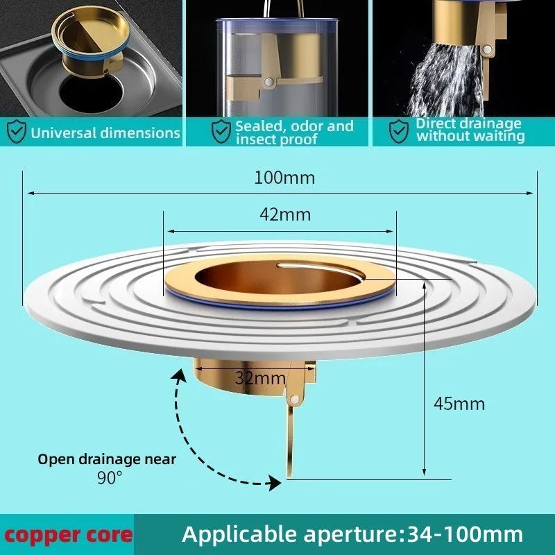 Bathroom Drain Sink Strainer Brass Floor Drain Core Fast Drainage Odor  Insect Proof Shower Backflo 7
