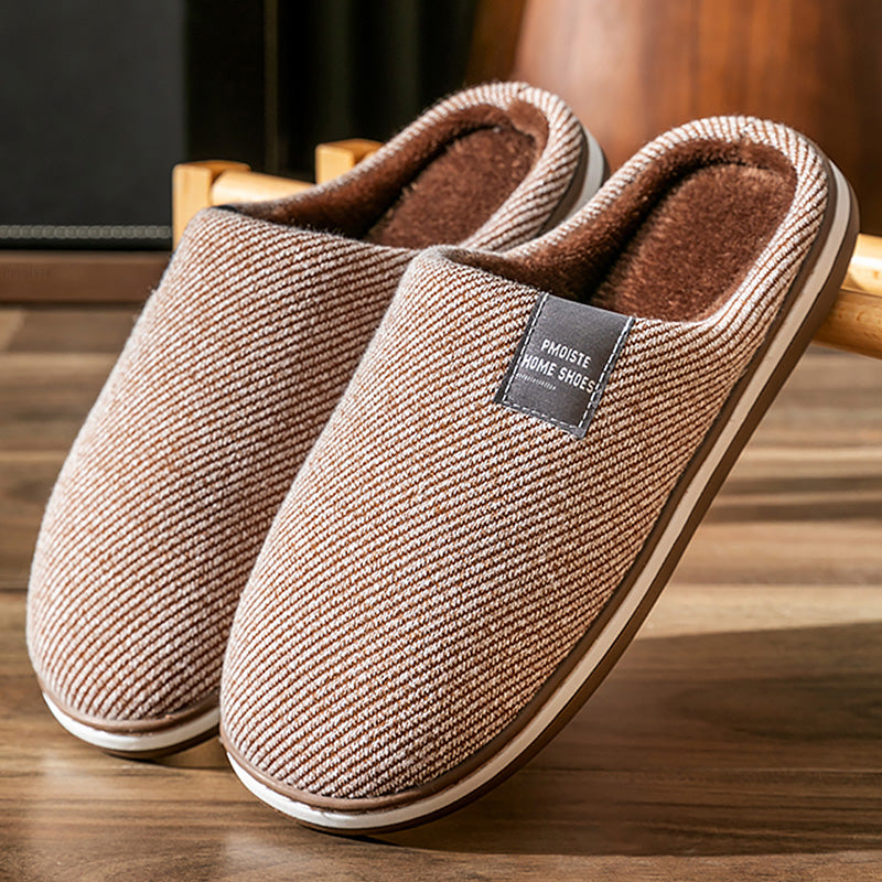 Men Warm Cotton Slippers Cozy Indoor & Bedroom Slippers with Plush Fluffy Comfort