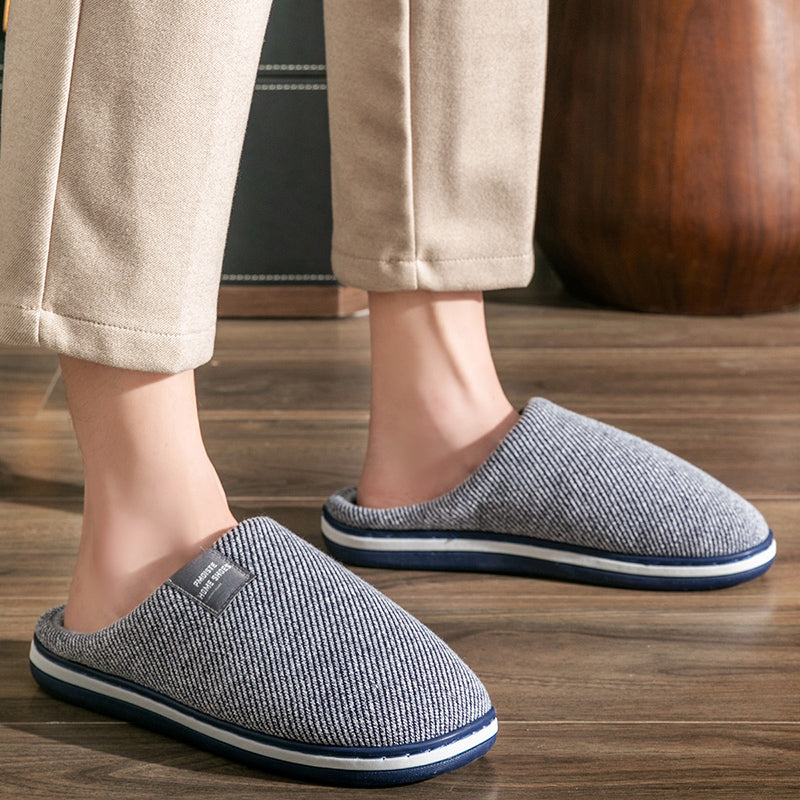Men Warm Cotton Slippers Cozy Indoor & Bedroom Slippers with Plush Fluffy Comfort