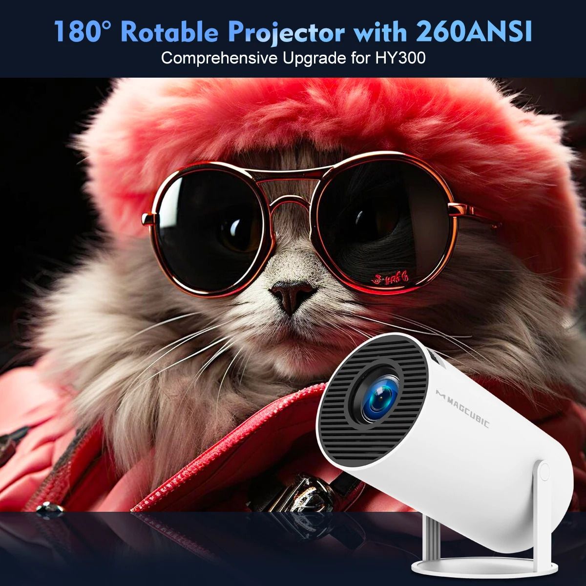 Magcubic HY300 Pro 4K Smart Projector  Portable Home Theater With Android 11 Dual WiFi 6 And Blueto 5