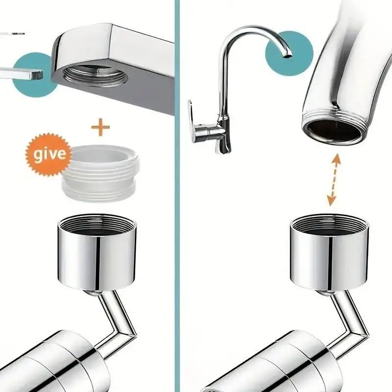 Universal Rotating Faucet Extender Adapter SplashProof Single Mode Bubbler Nozzle For Kitchen  Bath 6