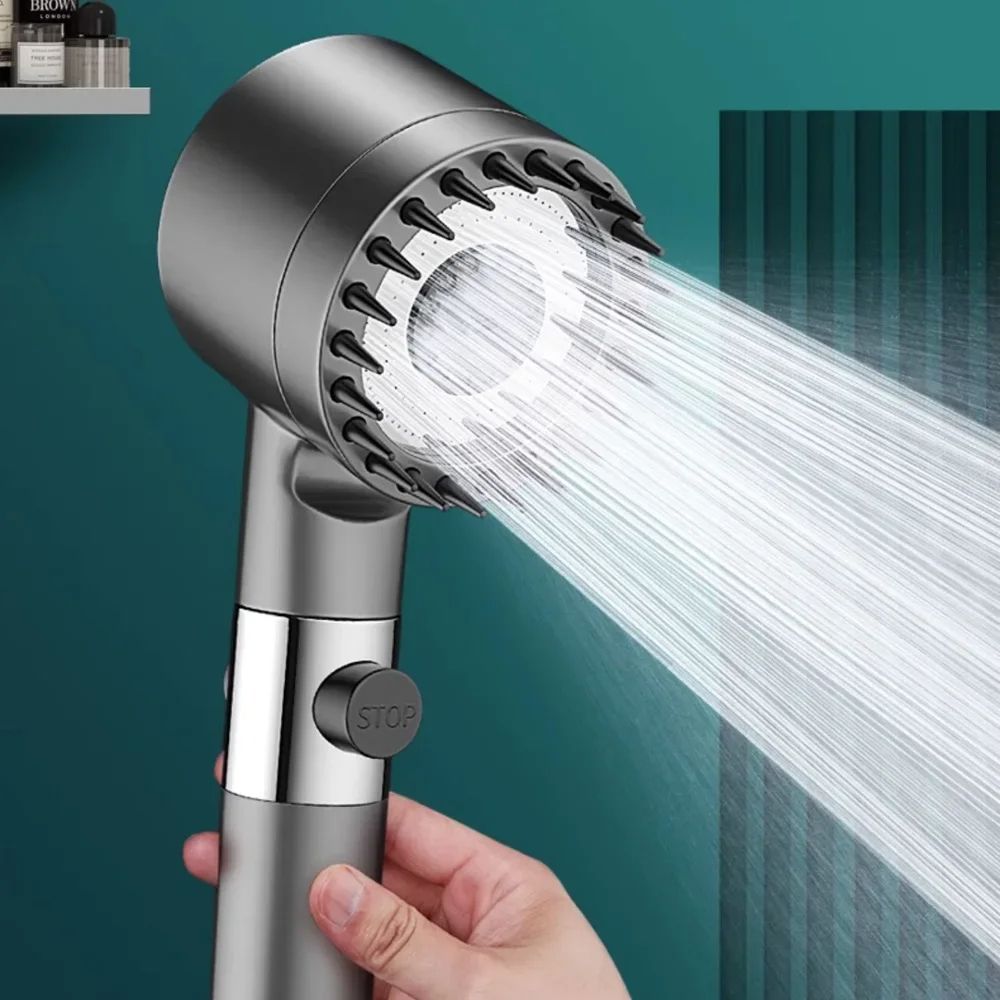 High Pressurized Filter Shower Head Adjustable Spray with Massage Brush Rain Faucet, Water Saving Bathroom Accessories