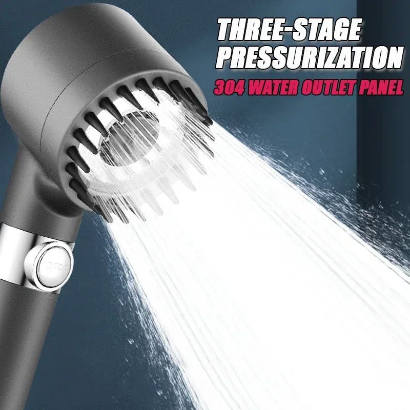 High Pressurized Filter Shower Head Adjustable Spray With Massage Brush Rain Faucet Water Saving Ba