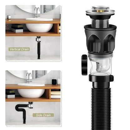 Retractable FlipTop Sink Drain With Deodorizing Filter Flexible Downspout For Bathroom  Kitchen Ant 1