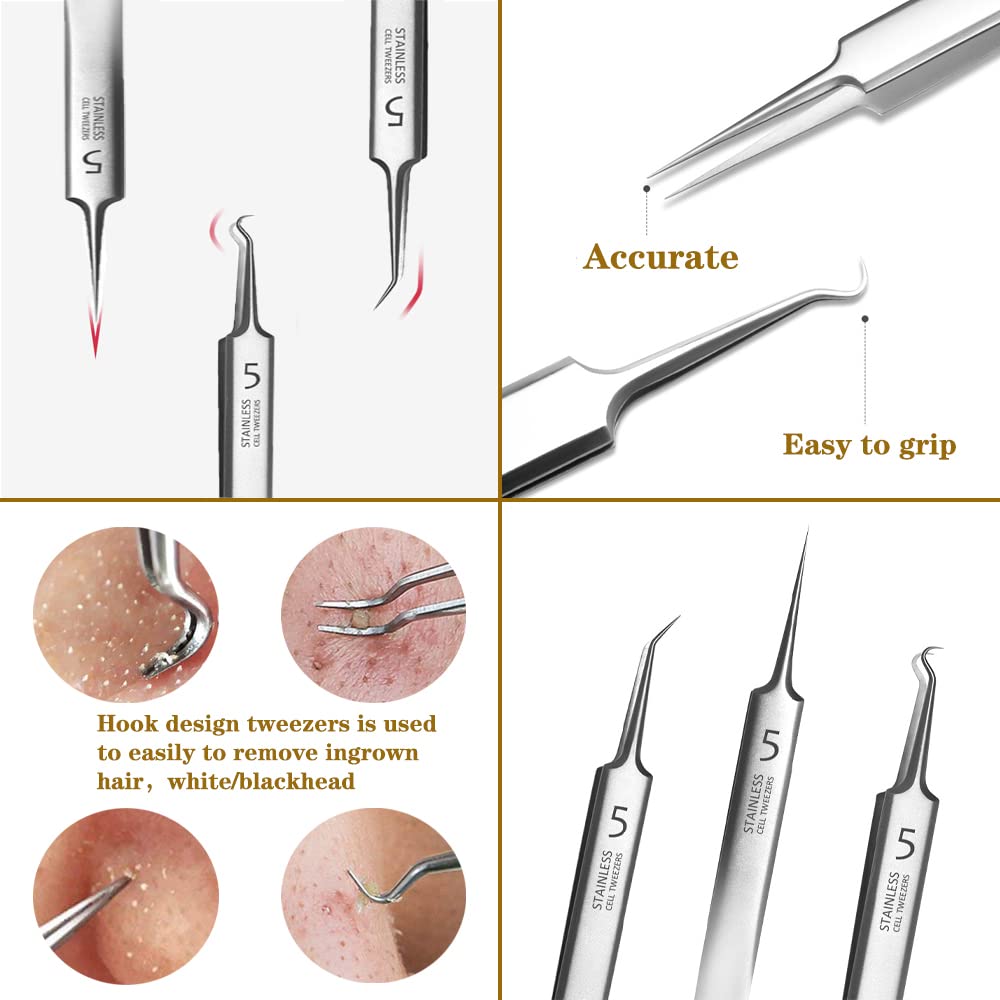 UltraFine No 5 Blackhead  Acne Removal Tweezers Professional Beauty Salon Tool 1
