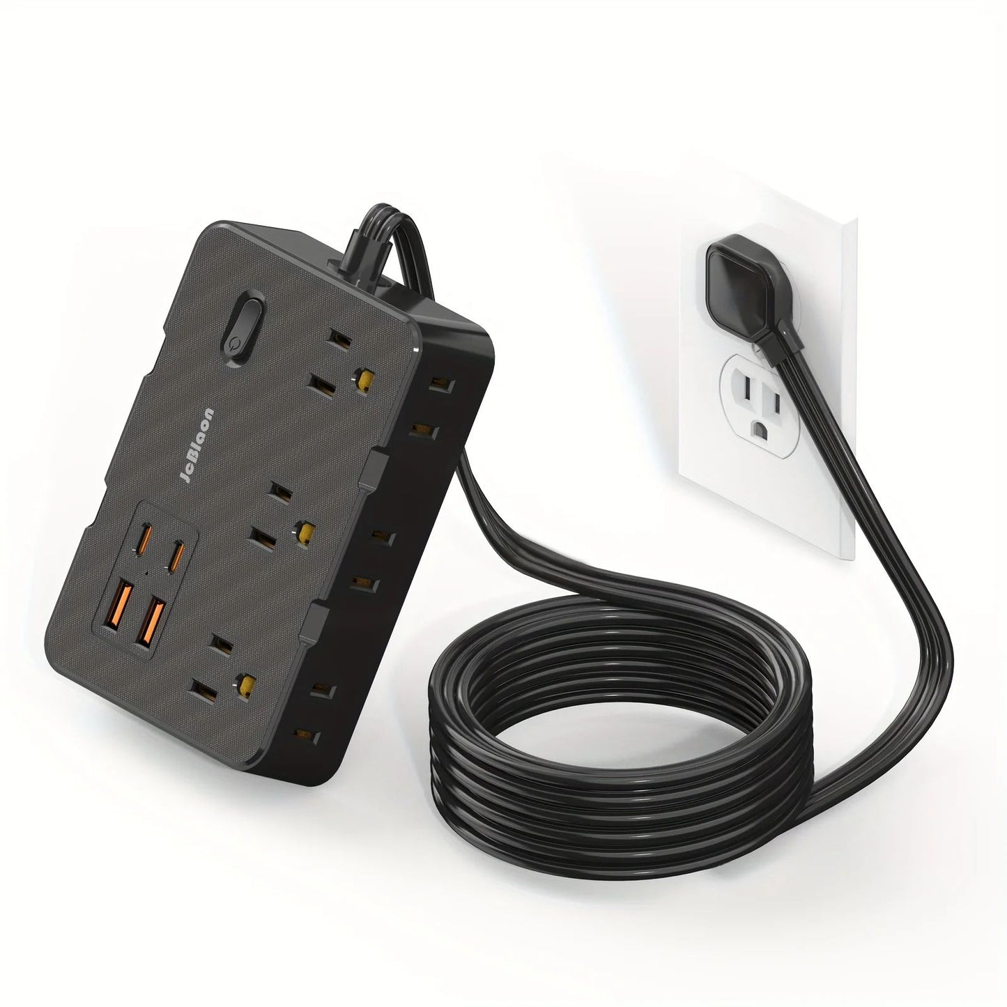 Surge Protector Power Strip with 6 Widely Spaced Outlets & 4 USB Ports Thin Flat Plug Extension Cord for Home, Office