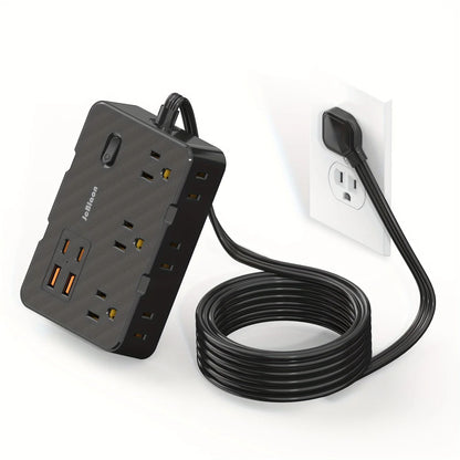 Surge Protector Power Strip with 6 Widely Spaced Outlets & 4 USB Ports Thin Flat Plug Extension Cord for Home, Office