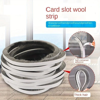 Self-Adhesive Weather Stripping Brush, Windproof Dustproof Sound Insulation Seal for Doors & Windows