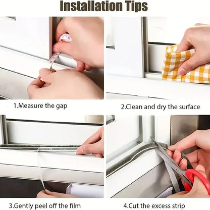 SelfAdhesive Weather Stripping Brush Windproof Dustproof Sound Insulation Seal For Doors  Windows 3