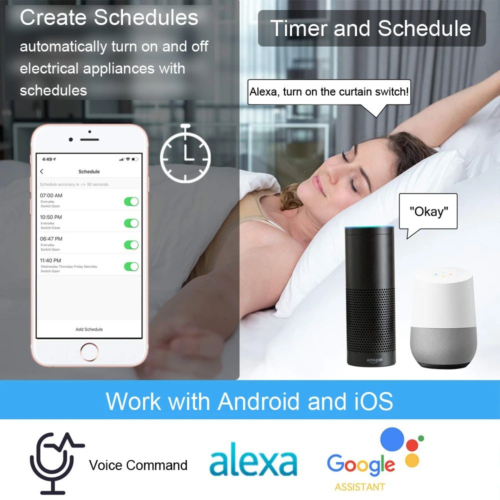 Smart WiFi Curtain Switch Smart Life Roller Shutter Electric Motor Compatible With Google Home  Ale 1