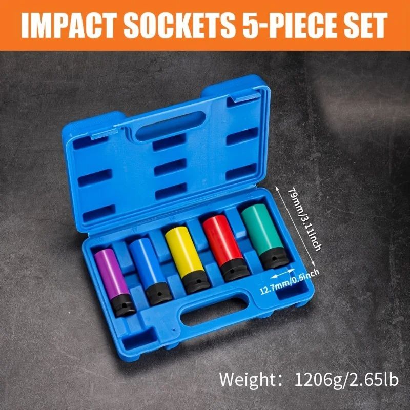 Drive Wheel Protector Impact Socket Set Thin Wall Deep Sockets With Durable Plastic Sleeves 8