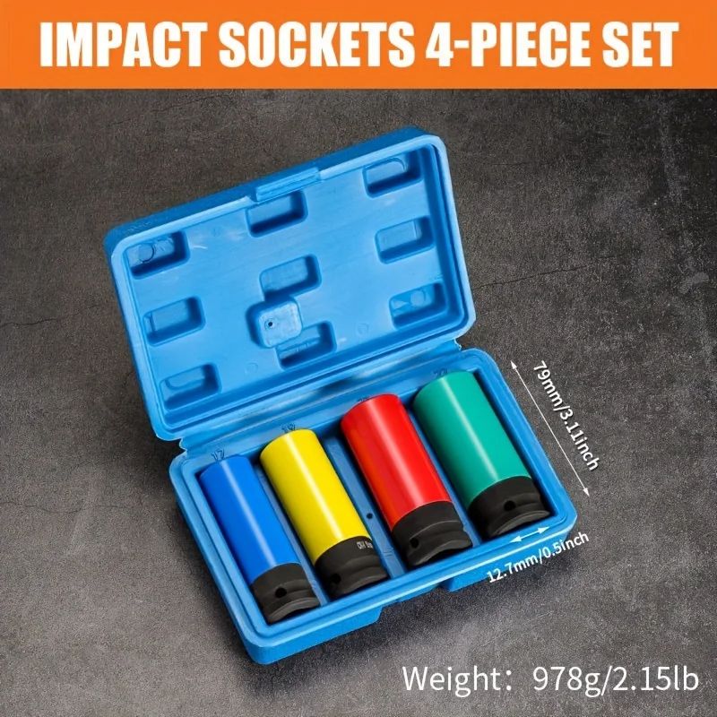 Drive Wheel Protector Impact Socket Set Thin Wall Deep Sockets With Durable Plastic Sleeves 7