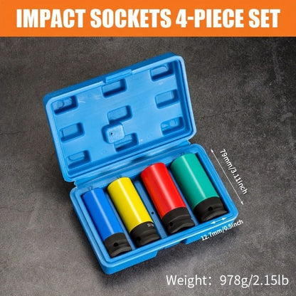 Drive Wheel Protector Impact Socket Set Thin Wall Deep Sockets With Durable Plastic Sleeves 7