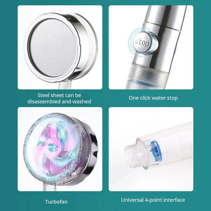 Turbocharged HighPressure Propeller Shower Head With Cotton Filter  Handheld Nozzle For Water Savin 4