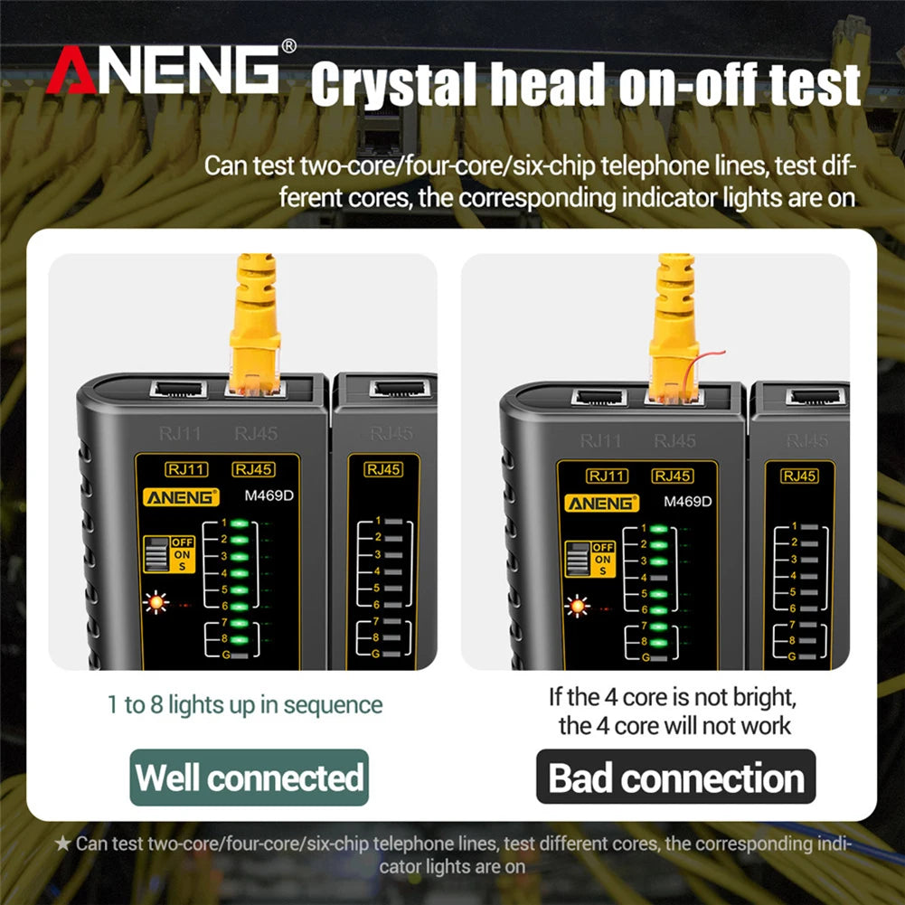 M469D LAN Cable Tester for RJ45/RJ11, Network Line Tracker & Diagnostic Tool