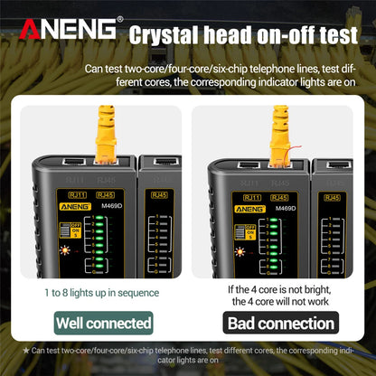 M469D LAN Cable Tester for RJ45/RJ11, Network Line Tracker & Diagnostic Tool