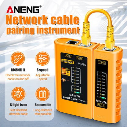 M469D LAN Cable Tester for RJ45/RJ11, Network Line Tracker & Diagnostic Tool