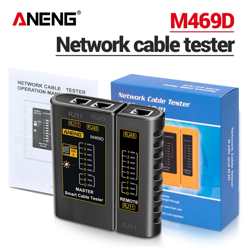 M469D LAN Cable Tester for RJ45/RJ11, Network Line Tracker & Diagnostic Tool