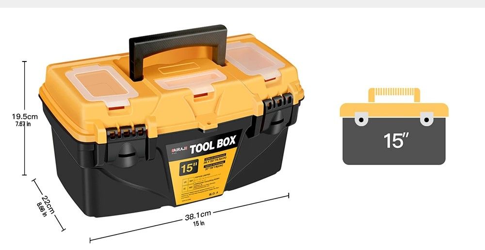 AIRAJ Hardware Toolbox Set Durable Plastic Thick Combination Suitcase For Electricians Carpenters   4