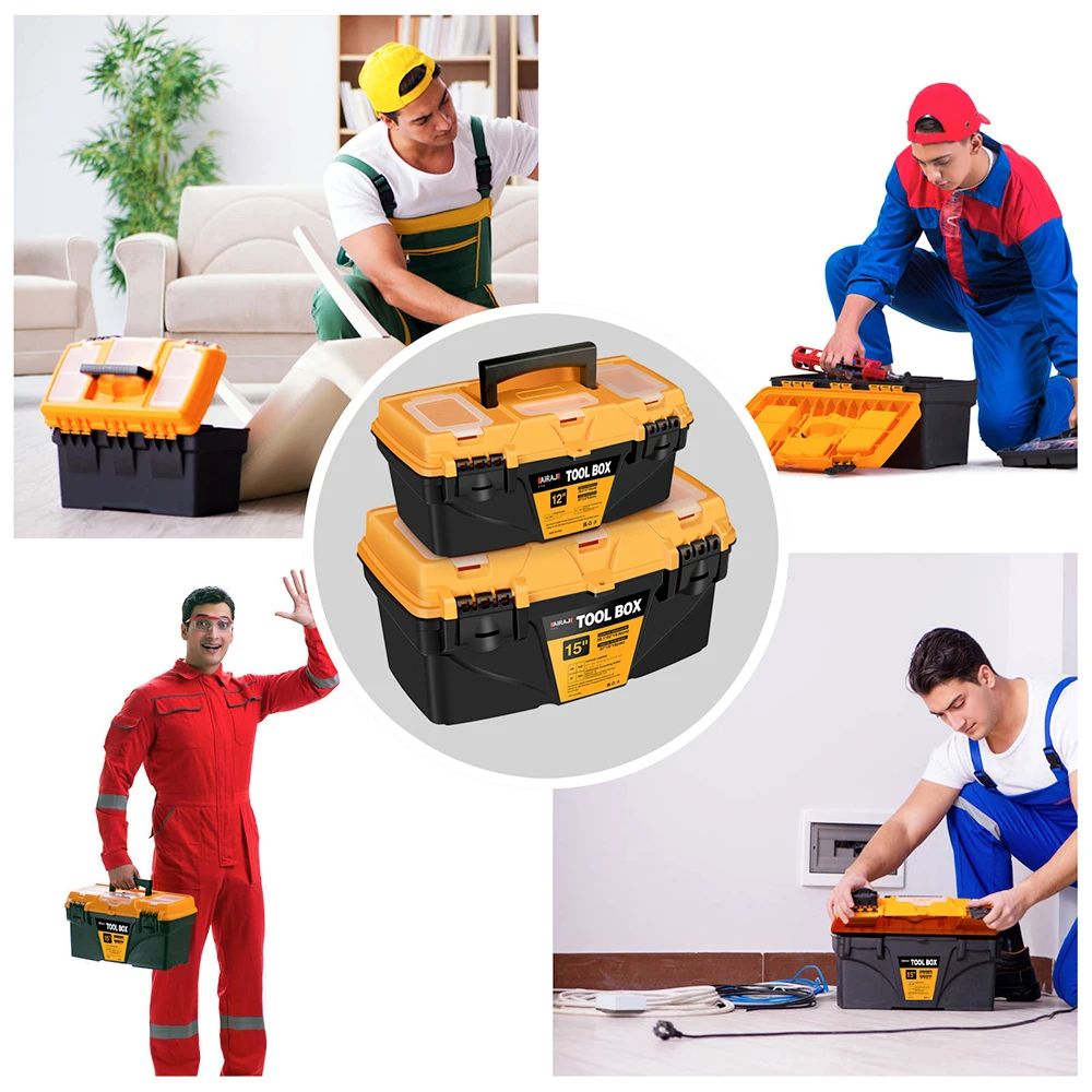 AIRAJ Hardware Toolbox Set Durable Plastic Thick Combination Suitcase For Electricians Carpenters   2