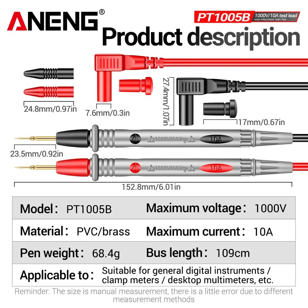 Digital Multimeter Probe Test Leads Universal Needle Tip Pen Cable Wire For Multi Meter Tester Kit 3