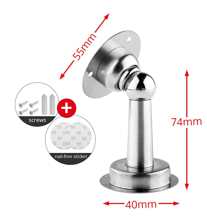 Magnetic Stainless Steel Door Stopper WindProof NoDrill Wall  Floor Mount Door Holder HeavyDuty Doo 5