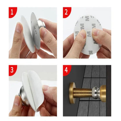 Magnetic Stainless Steel Door Stopper WindProof NoDrill Wall  Floor Mount Door Holder HeavyDuty Doo 4