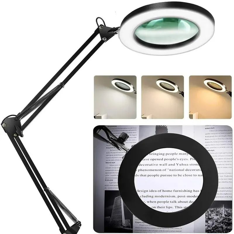 Magnifying Glass With Light USB Powered 3Color LED Magnifier For Soldering Iron Repair Skincare Cra