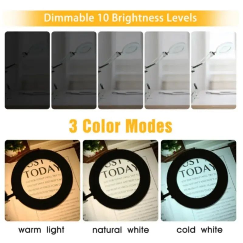 Magnifying Glass With Light USB Powered 3Color LED Magnifier For Soldering Iron Repair Skincare Cra
