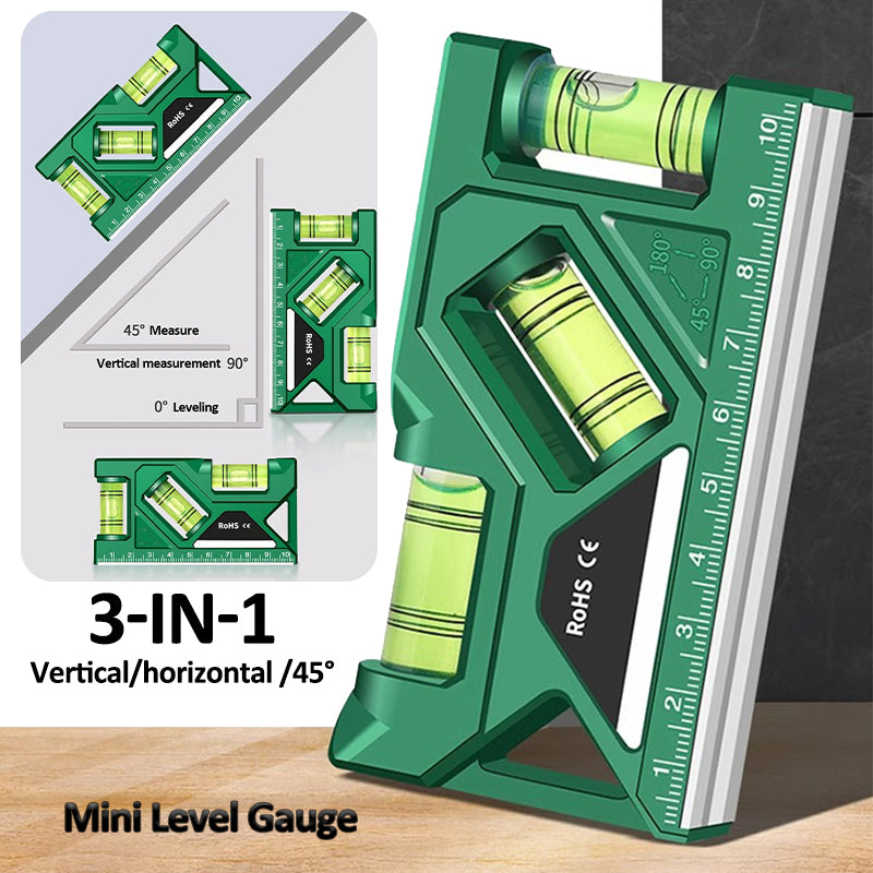 Mini Magnetic Pocket Level Gauge, High-Precision Horizontal & Vertical Protractor Ruler