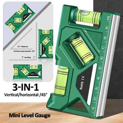 Mini Magnetic Pocket Level Gauge, High-Precision Horizontal & Vertical Protractor Ruler