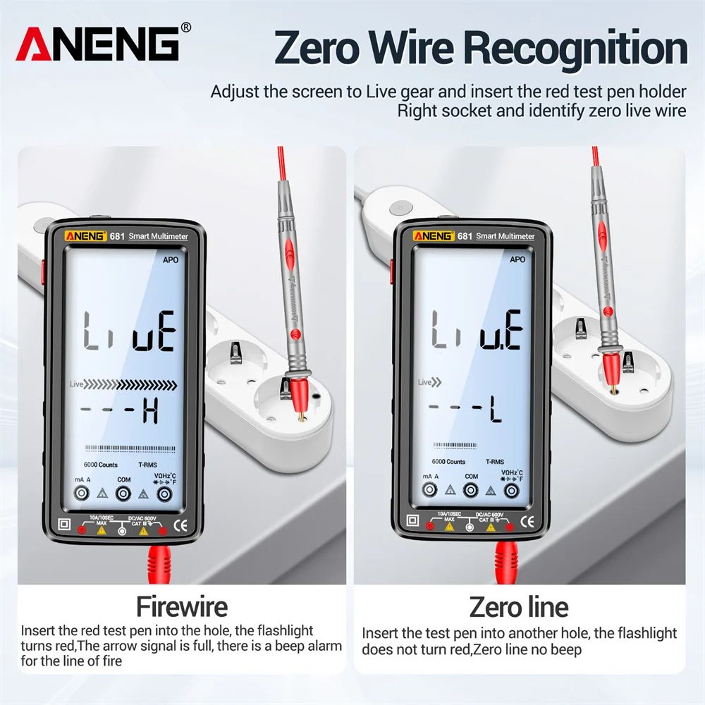 Digital Multimeter Rechargeable True RMS Voltage  Current Tester With LCD Display And NonContact Vo