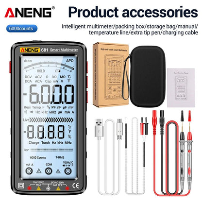 Digital Multimeter Rechargeable True RMS Voltage  Current Tester With LCD Display And NonContact Vo