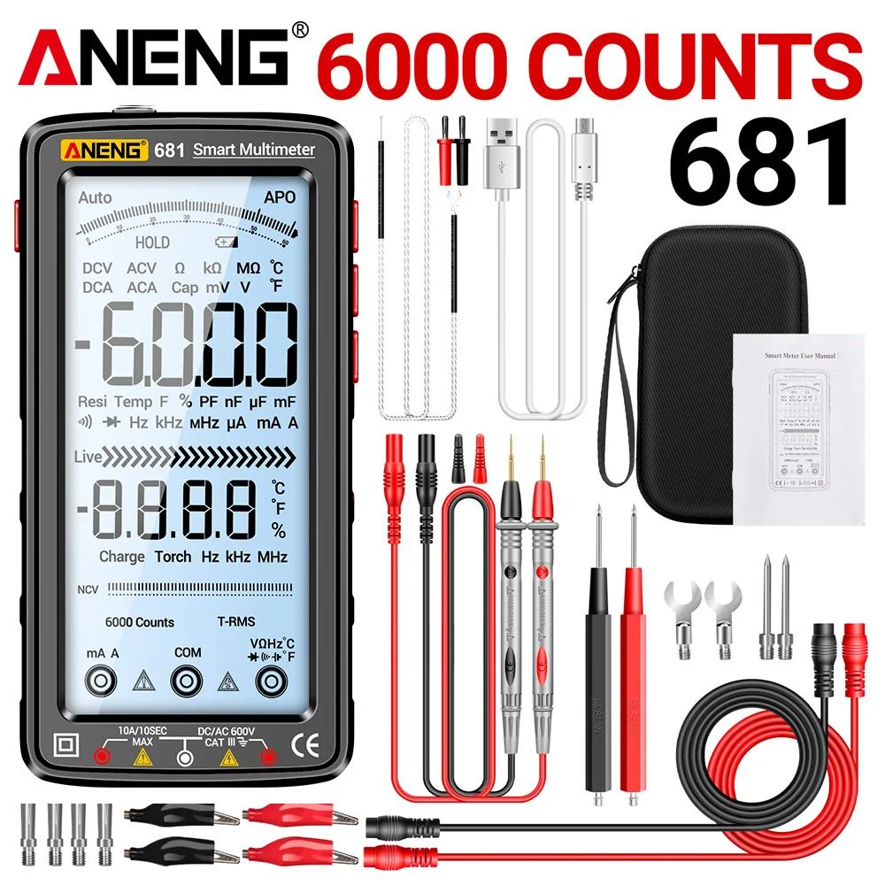 Digital Multimeter Rechargeable True RMS Voltage  Current Tester With LCD Display And NonContact Vo