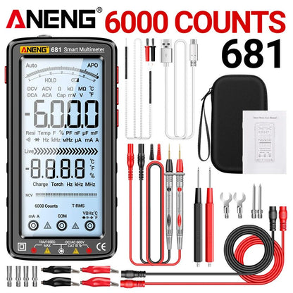 Digital Multimeter Rechargeable True RMS Voltage  Current Tester With LCD Display And NonContact Vo
