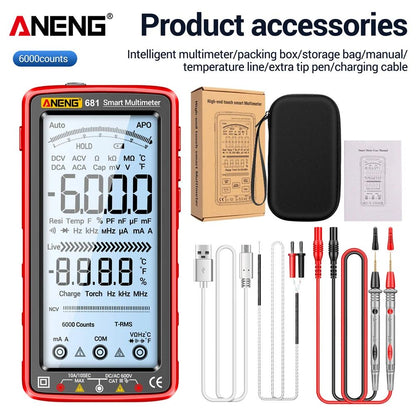 Digital Multimeter Rechargeable True RMS Voltage  Current Tester With LCD Display And NonContact Vo