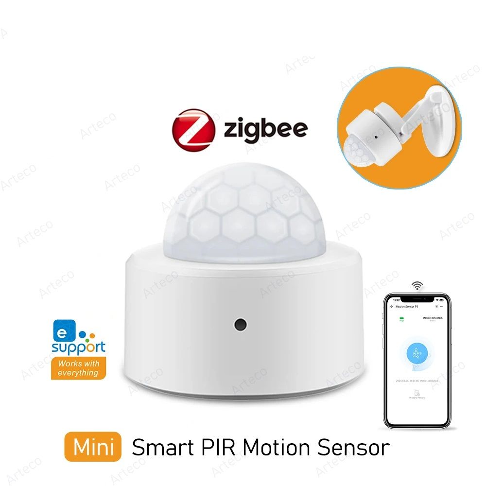 Zigbee Smart PIR Motion Sensor, Human Body Infrared Detector, Security Alarm Compatible with eWeLink & Home Assistant