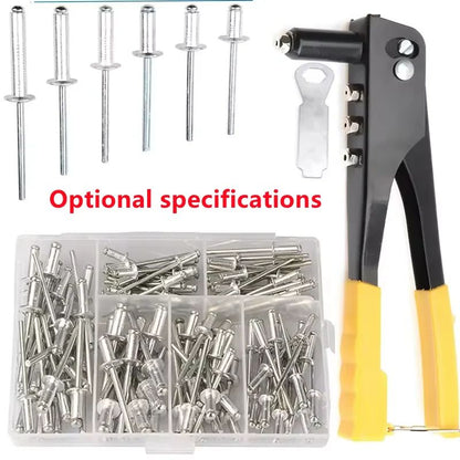 Heavy Duty Riveter Set with Blind Rivets, Professional Pop Rivet Gun Kit for Metal, Automotive, and DIY Projects