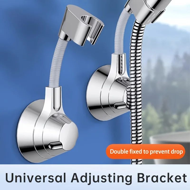 Musurjoy Punch-Free Adjustable Shower Head Bracket, Universal Wall-Mounted Rain Spray Head Fixer for Bathroom