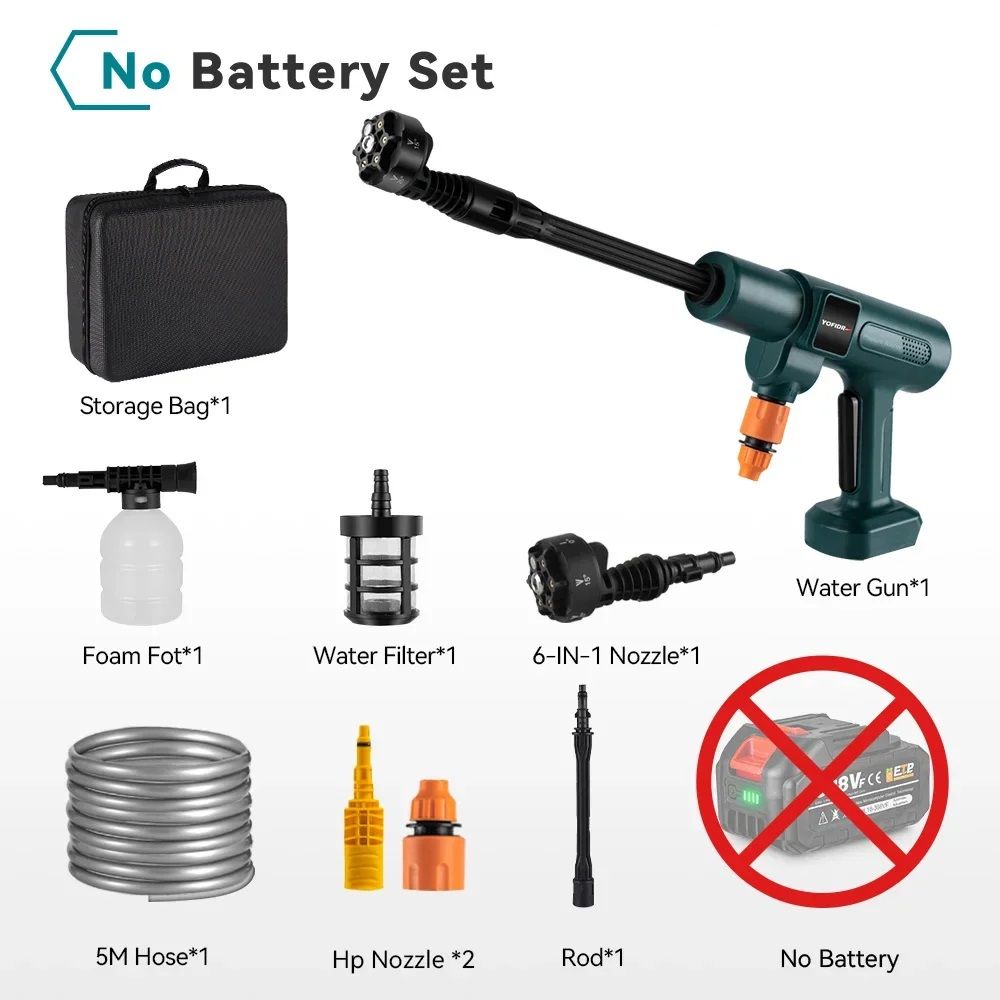 Cordless 200Bar High Pressure Washer 6in1 Brushless Foam Generator For Household Cleaning  Garden T 1