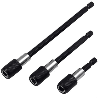 3PC Hexagonal Quick Release Self-Locking Extension Rod Set for Electric Drill & Screwdriver