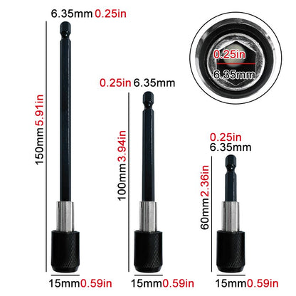 3PC Hexagonal Quick Release SelfLocking Extension Rod Set For Electric Drill  Screwdriver 6