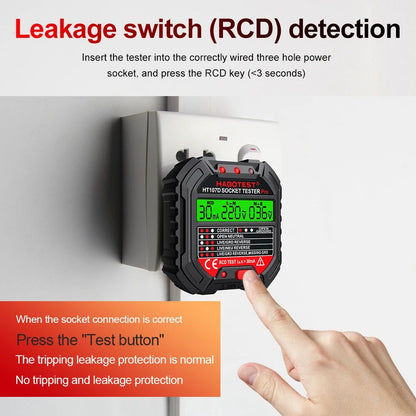 HT106 HT107 Digital Socket Tester With Voltage Detector RCD NCV Test For Ground Zero Line  Phase Ch 1