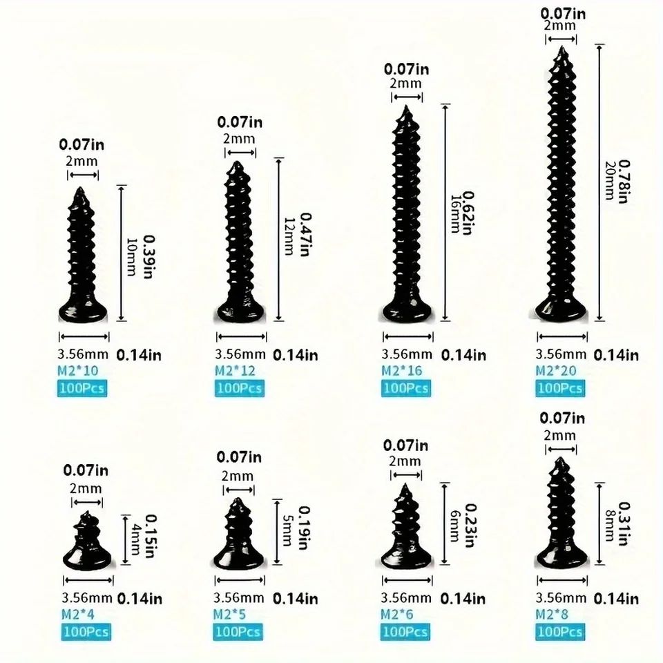 M2 Phillips SelfTapping Screw Assortment Kit Locking  Wood Screws Set For DIY  Professional Use 5