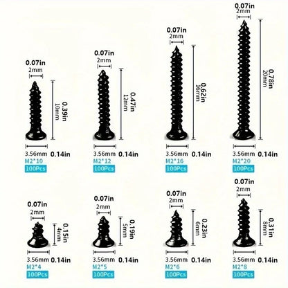 M2 Phillips SelfTapping Screw Assortment Kit Locking  Wood Screws Set For DIY  Professional Use 5